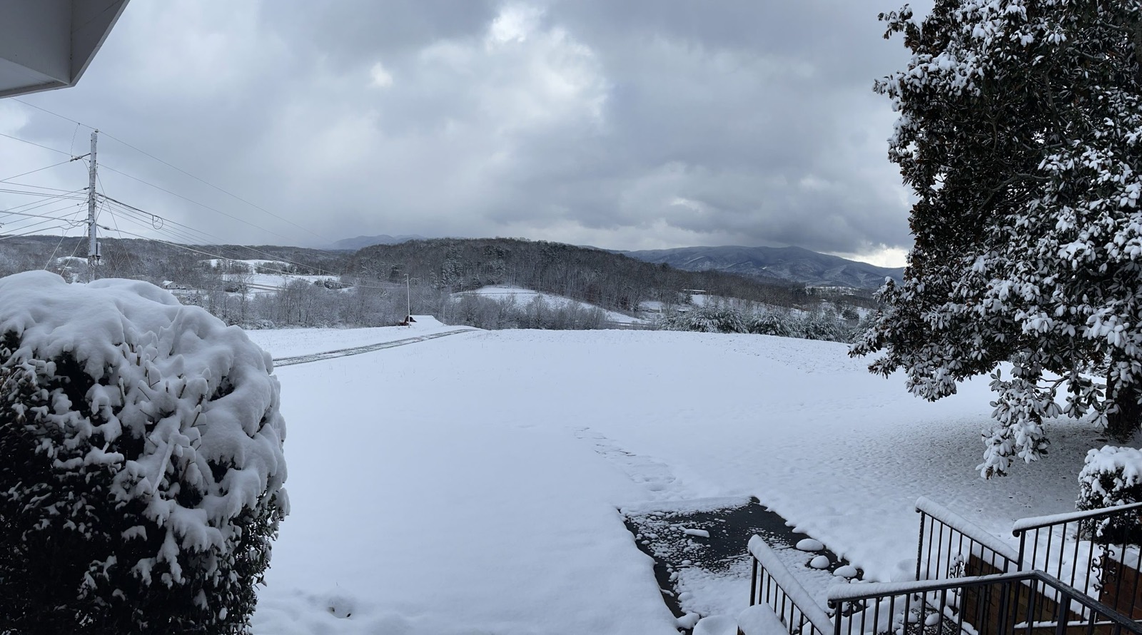 Mountain view in winter from a work site